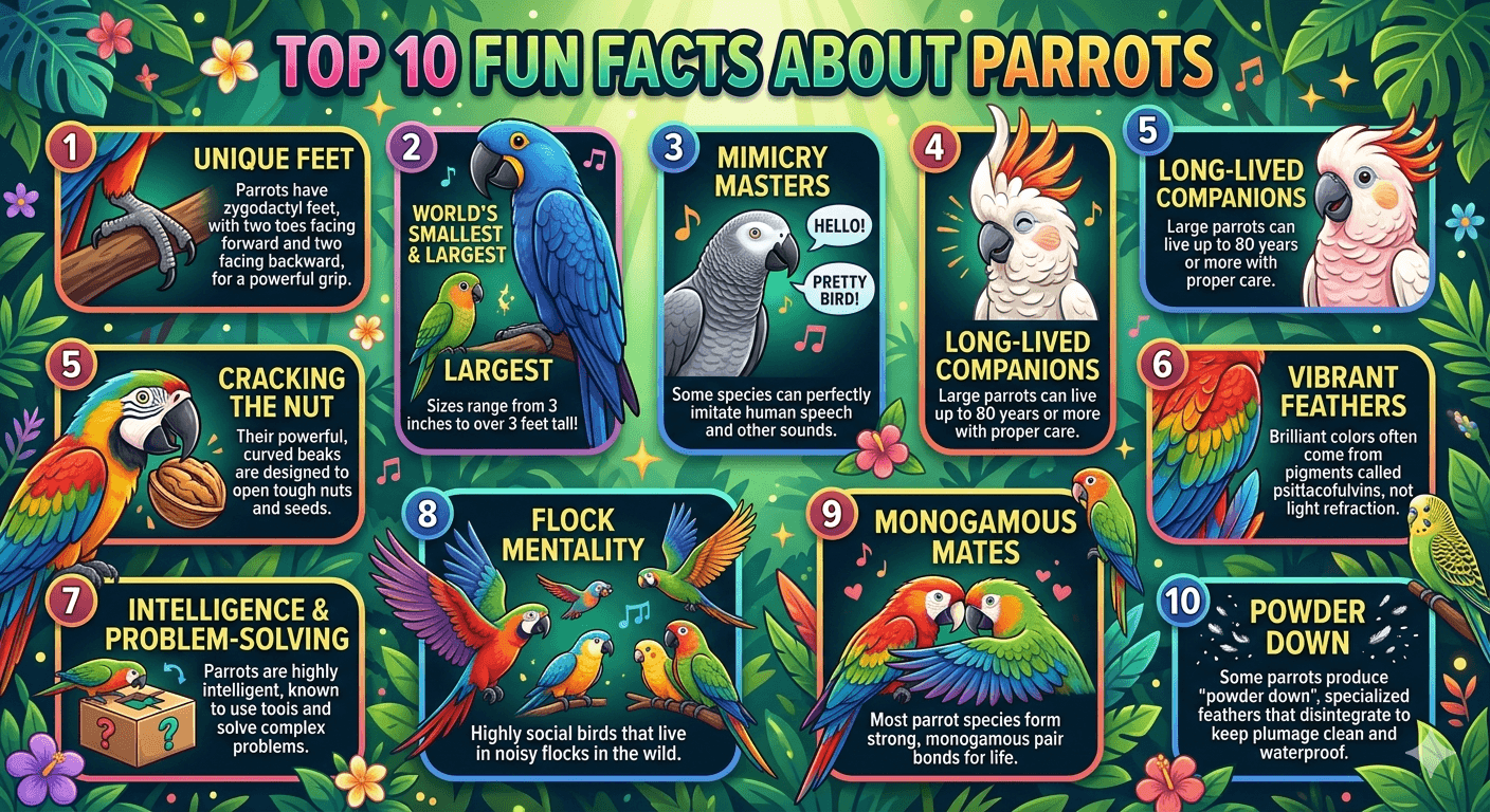 Top 10 Fun Facts About Parrots